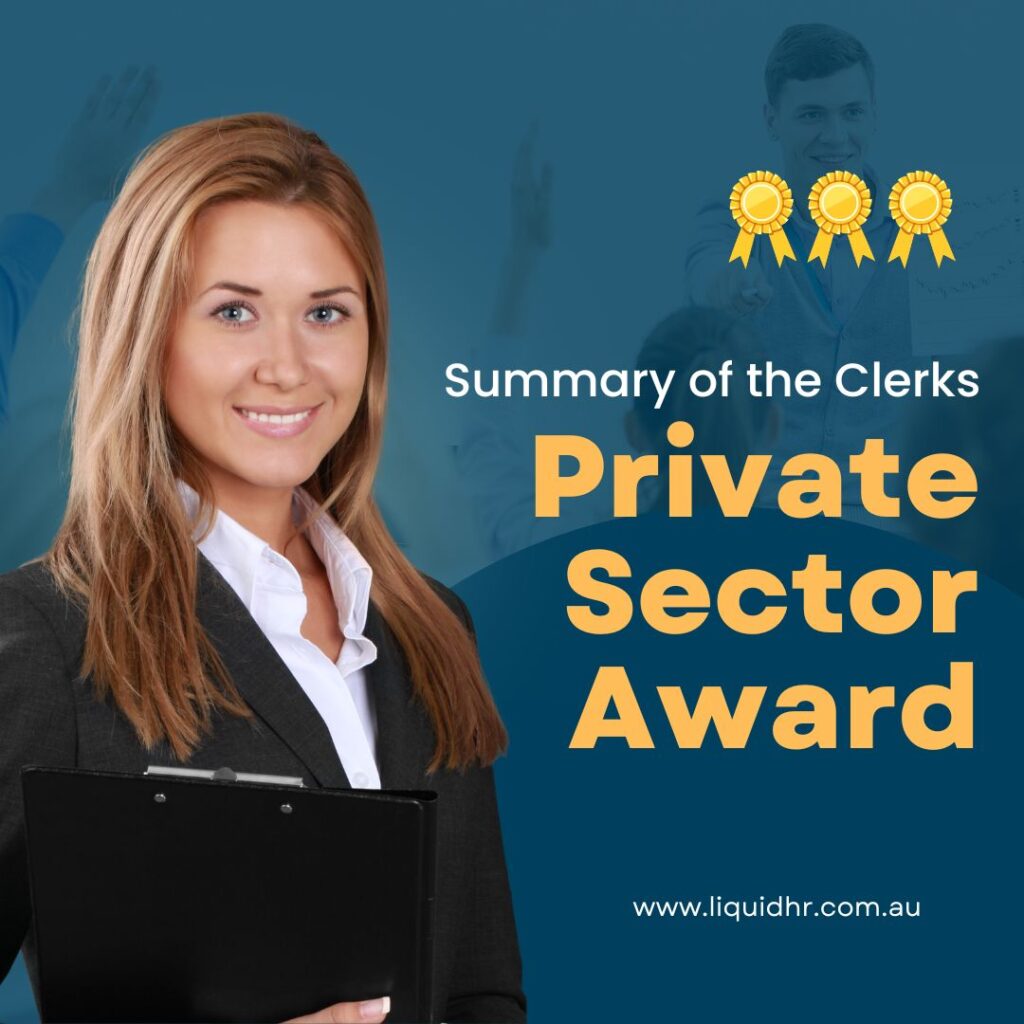 Graphic with text: Summary of the Clerks Private Sector Award