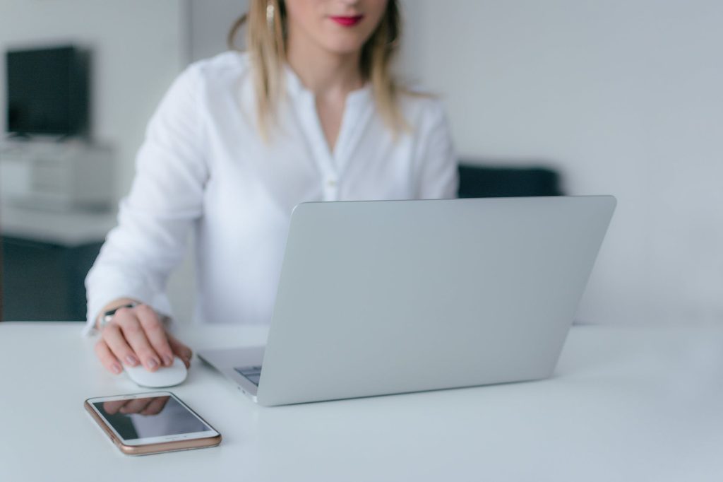 Woman working on laptop