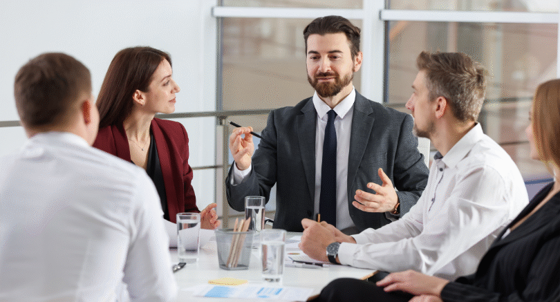 HR consultant meeting with business team discussing HR outsourcing in Australia