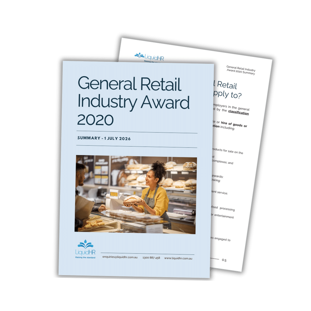 General Retail Industry Award 2026 employer guide cover by LiquidHR