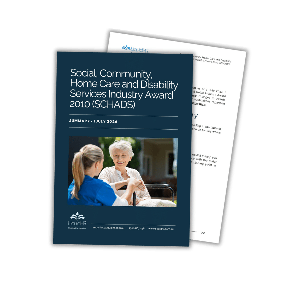 SCHADS Industry Award 2026 employer guide cover by LiquidHR
